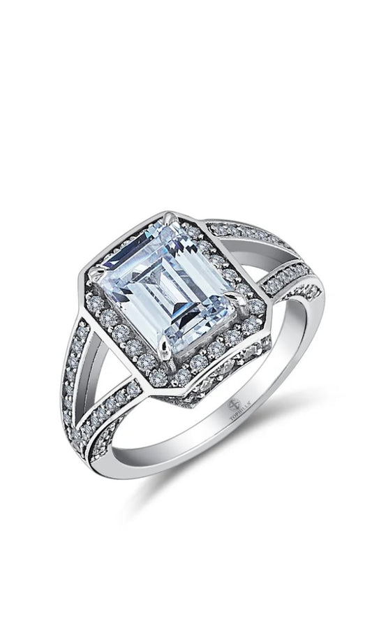 Tophills Elaris Halo Design Emerald Cut Diamond Ring